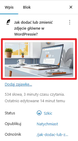 Zmiana zdjęcia głównego WordPress